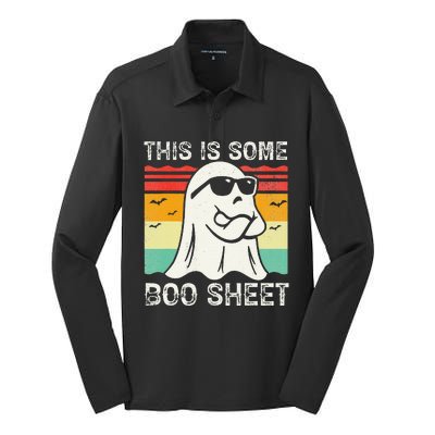 Funny Halloween Boo Ghost Costume This Is Some Boo Sheet Silk Touch Performance Long Sleeve Polo