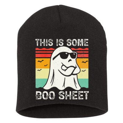 Funny Halloween Boo Ghost Costume This Is Some Boo Sheet Short Acrylic Beanie