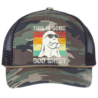 Funny Halloween Boo Ghost Costume This Is Some Boo Sheet Retro Rope Trucker Hat Cap