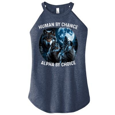 Funny Human By Chance Alpha By Choice Wolf Women's Perfect Tri Rocker Tank