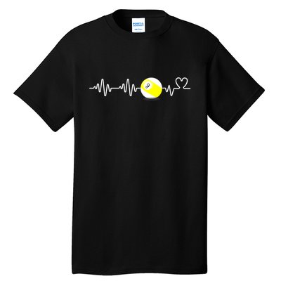 Funny Heartbeat Billiard Nine Ball Funny 9ball Player Gift Tall T-Shirt