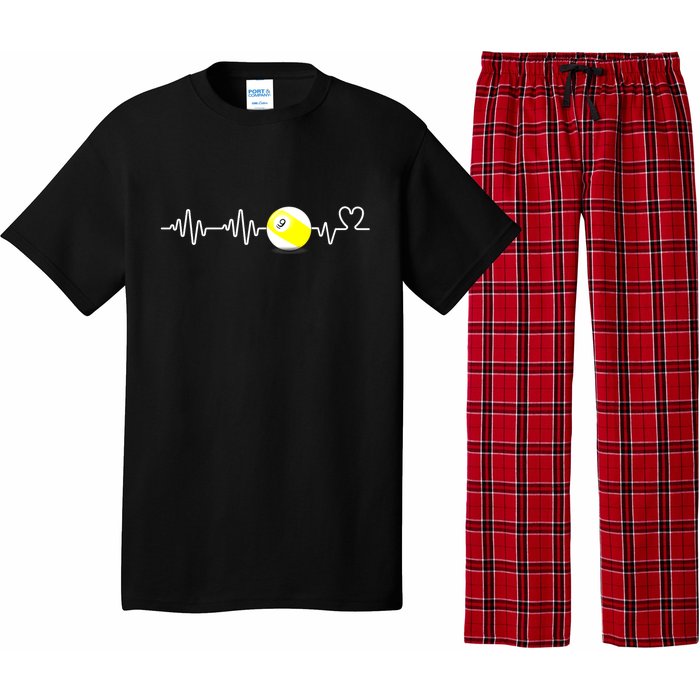 Funny Heartbeat Billiard Nine Ball Funny 9ball Player Gift Pajama Set