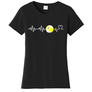 Funny Heartbeat Billiard Nine Ball Funny 9ball Player Gift Women's T-Shirt