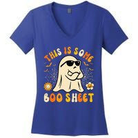 Funny Halloween Boo Ghost Costume This Is Some Boo Sheet Women's V-Neck T-Shirt