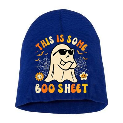 Funny Halloween Boo Ghost Costume This Is Some Boo Sheet Short Acrylic Beanie