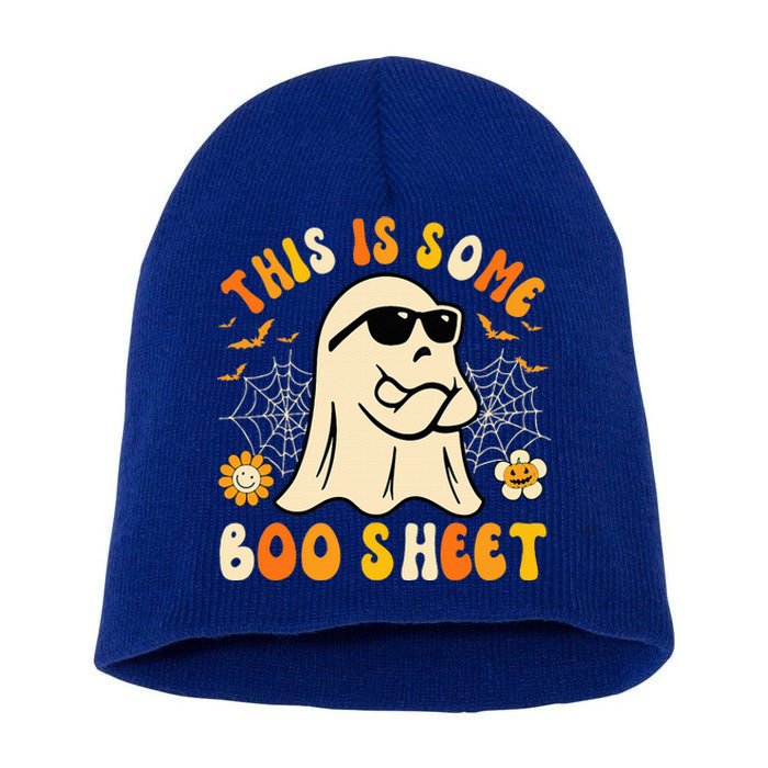 Funny Halloween Boo Ghost Costume This Is Some Boo Sheet Short Acrylic Beanie