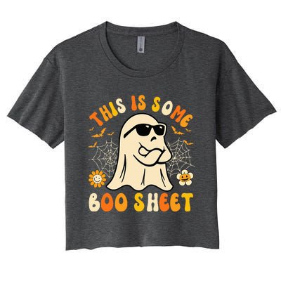 Funny Halloween Boo Ghost Costume This Is Some Boo Sheet Women's Crop Top Tee