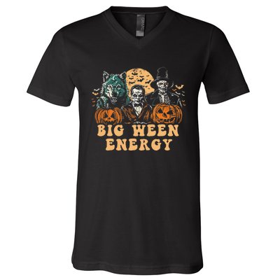 Funny Halloween Big Ween Energy V-Neck T-Shirt