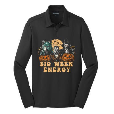 Funny Halloween Big Ween Energy Silk Touch Performance Long Sleeve Polo