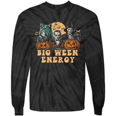 Funny Halloween Big Ween Energy Tie-Dye Long Sleeve Shirt