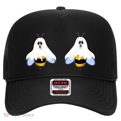Funny Halloween Boo Bees Ladies Gift High Crown Mesh Back Trucker Hat