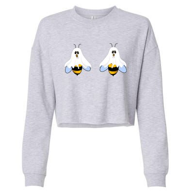 Funny Halloween Boo Bees Ladies Gift Cropped Pullover Crew