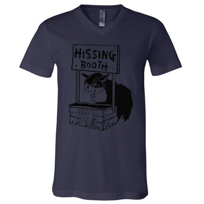 Funny Hissing Booth Kitten Kitty Cat Furmom Furdad V-Neck T-Shirt