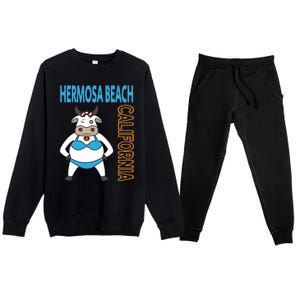 Funny Hermosa Beach Vacation Family Trip Meaningful Gift Premium Crewneck Sweatsuit Set