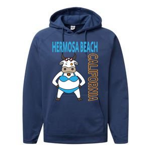 Funny Hermosa Beach Vacation Family Trip Meaningful Gift Performance Fleece Hoodie