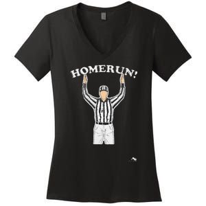 Funny Homerun Baseball Football Women's V-Neck T-Shirt