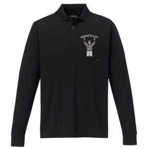 Funny HomeRun Baseball Football Performance Long Sleeve Polo