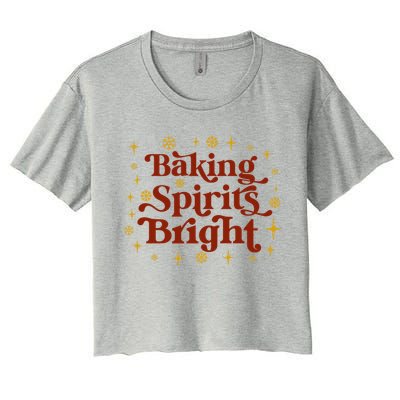 Funny Holiday Baker Baking Spirits Bright Christmas Meaningful Gift Women's Crop Top Tee