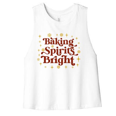 Funny Holiday Baker Baking Spirits Bright Christmas Meaningful Gift Women's Racerback Cropped Tank