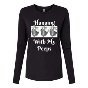 Funny Halloween Bats Hanging With My Peeps Tee Meaningful Gift Womens Cotton Relaxed Long Sleeve T-Shirt