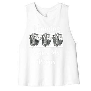 Funny Halloween Bats Hanging With My Peeps Tee Meaningful Gift Women's Racerback Cropped Tank