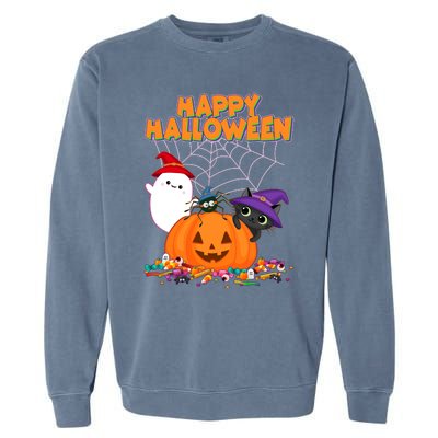 Funny Halloween, Cute Halloween, Cute Happy Halloween Friends Garment-Dyed Sweatshirt