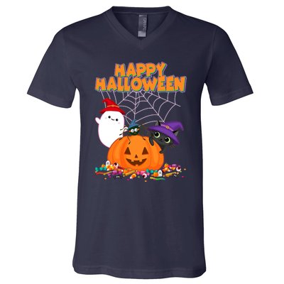 Funny Halloween, Cute Halloween, Cute Happy Halloween Friends V-Neck T-Shirt