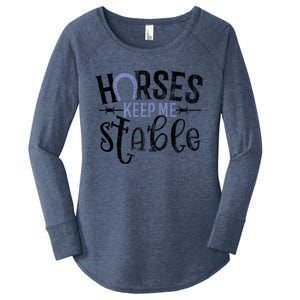 Funny Horse Cute Gift Horses Keep Me Stable Gift Women's Perfect Tri Tunic Long Sleeve Shirt