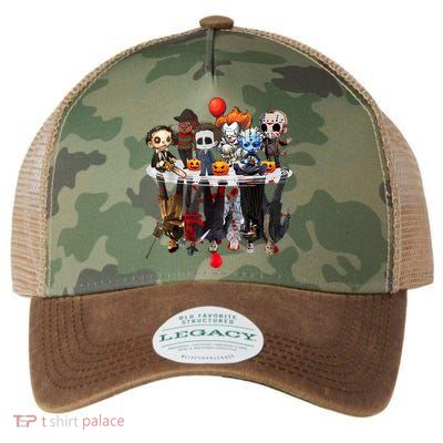 Funny Halloween, Cute Halloween, Cute Horror Movie Chibi Character Water Reflect Legacy Tie Dye Trucker Hat