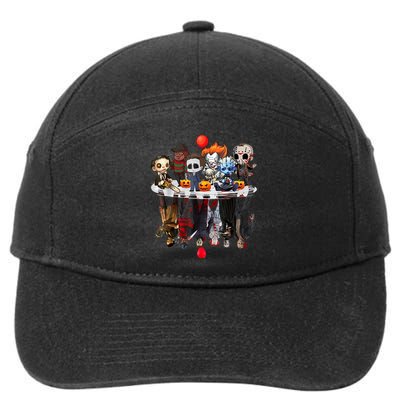 Funny Halloween, Cute Halloween, Cute Horror Movie Chibi Character Water Reflect 7-Panel Snapback Hat