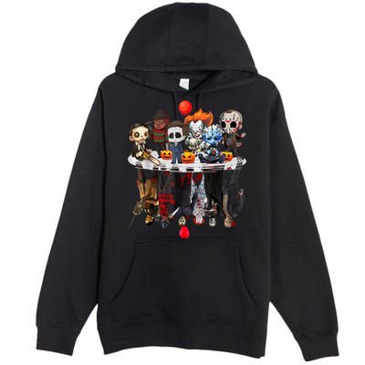 Funny Halloween, Cute Halloween, Cute Horror Movie Chibi Character Water Reflect Premium Pullover Hoodie