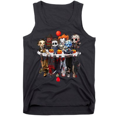 Funny Halloween, Cute Halloween, Cute Horror Movie Chibi Character Water Reflect Tank Top