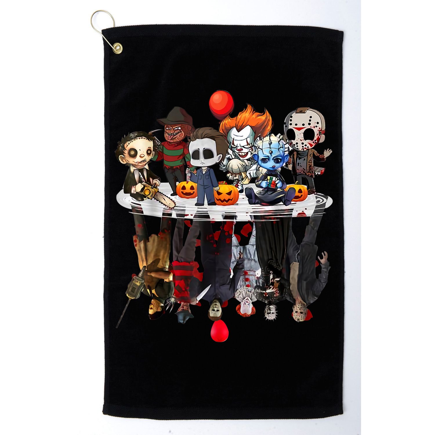 Funny Halloween, Cute Halloween, Cute Horror Movie Chibi Character Water Reflect Golf Towel