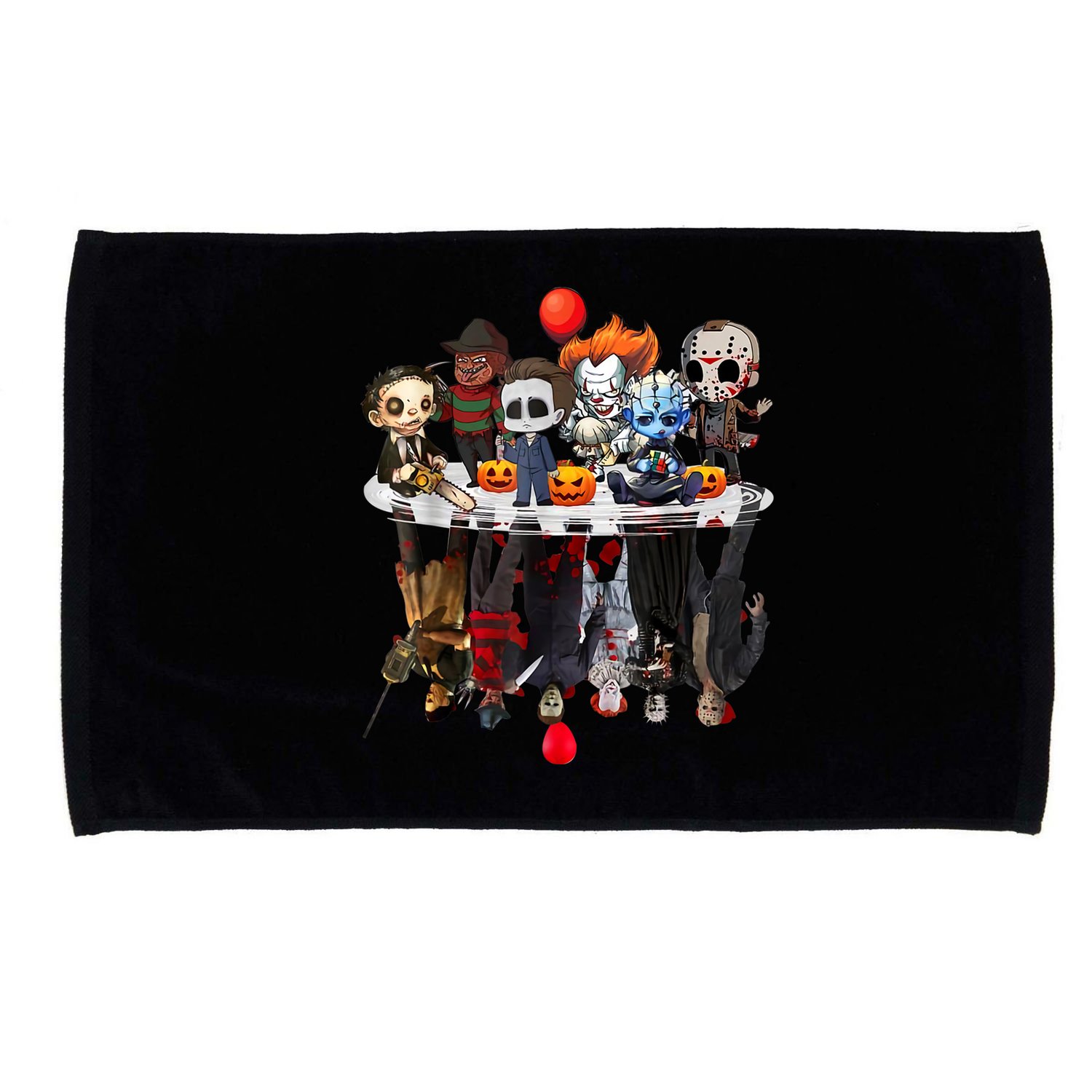 Funny Halloween, Cute Halloween, Cute Horror Movie Chibi Character Water Reflect Microfiber Hand Towel