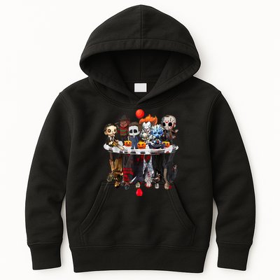Funny Halloween, Cute Halloween, Cute Horror Movie Chibi Character Water Reflect Kids Hoodie