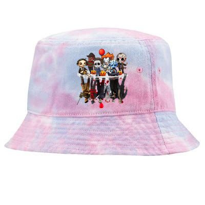 Funny Halloween, Cute Halloween, Cute Horror Movie Chibi Character Water Reflect Tie-Dyed Bucket Hat