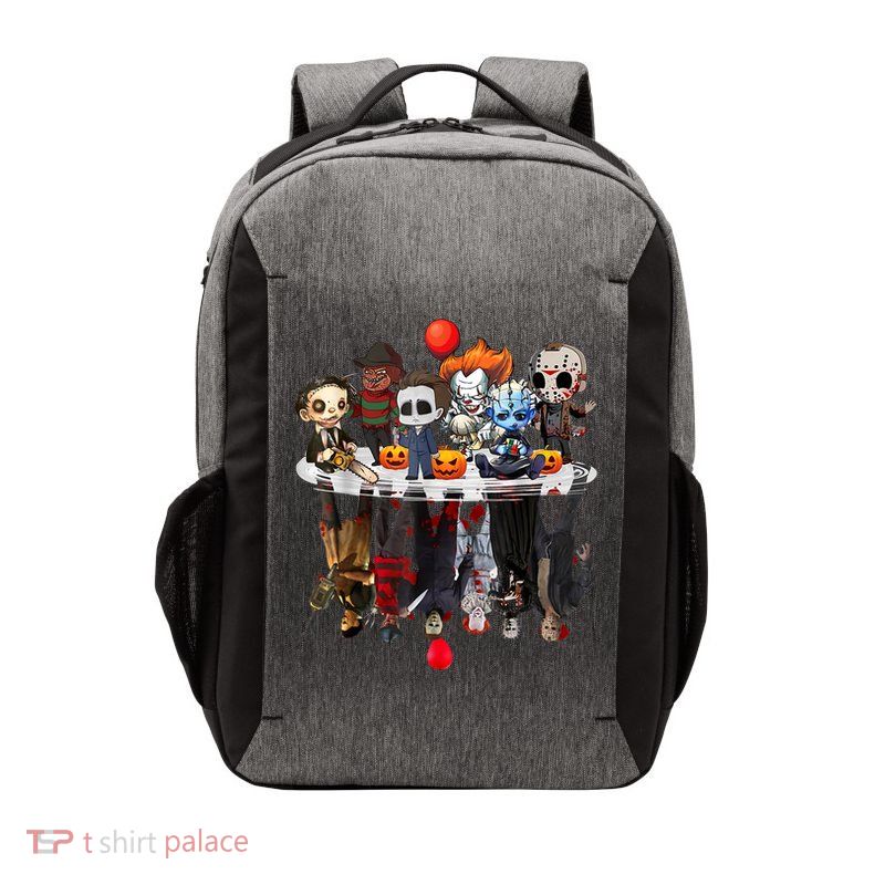 Funny Halloween, Cute Halloween, Cute Horror Movie Chibi Character Water Reflect Vector Backpack