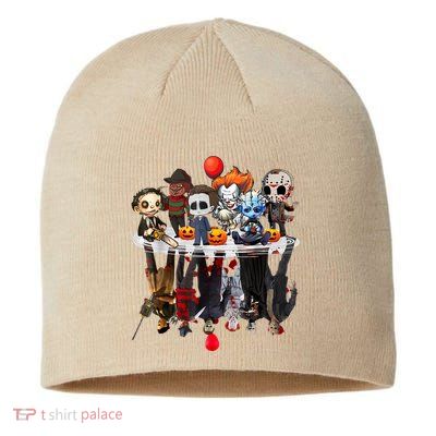 Funny Halloween, Cute Halloween, Cute Horror Movie Chibi Character Water Reflect Sustainable Beanie