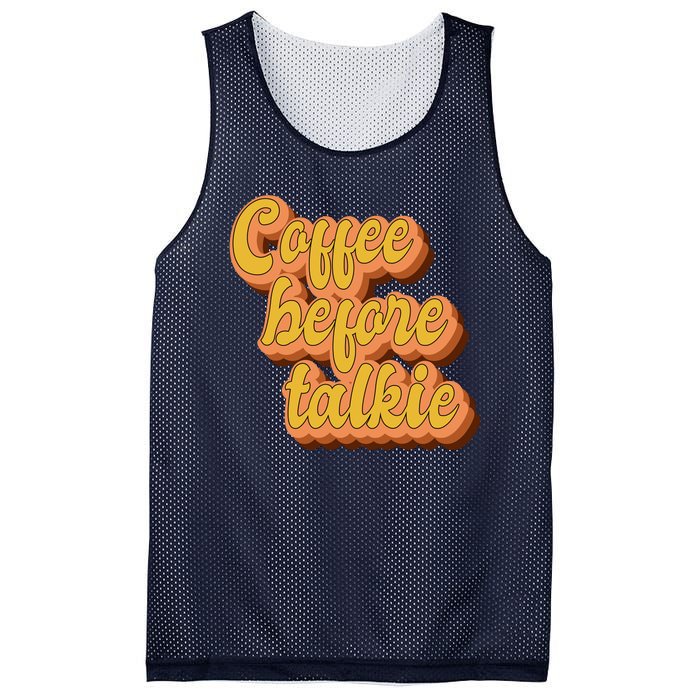 Funny Humor Coffee Before Talkie Mesh Reversible Basketball Jersey Tank