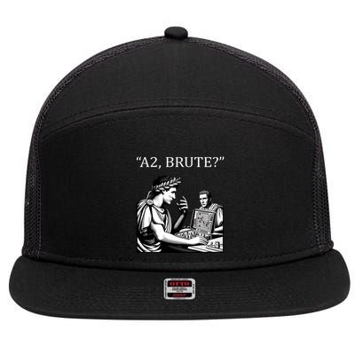 Funny History Caesar And Brutus Board Game Meme 7 Panel Mesh Trucker Snapback Hat