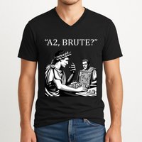 Funny History Caesar And Brutus Board Game Meme V-Neck T-Shirt