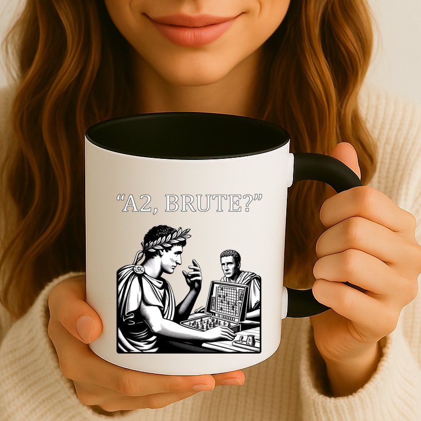 Funny History Caesar And Brutus Board Game Meme Mug
