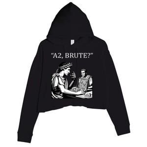 Funny History Caesar And Brutus Board Game Meme Crop Fleece Hoodie