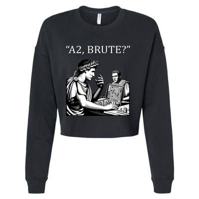 Funny History Caesar And Brutus Board Game Meme Cropped Pullover Crew