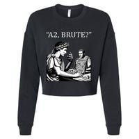 Funny History Caesar And Brutus Board Game Meme Cropped Pullover Crew