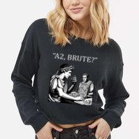 Funny History Caesar And Brutus Board Game Meme Cropped Pullover Crew