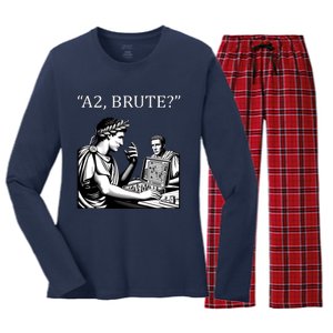 Funny History Caesar And Brutus Board Game Meme Women's Long Sleeve Flannel Pajama Set 