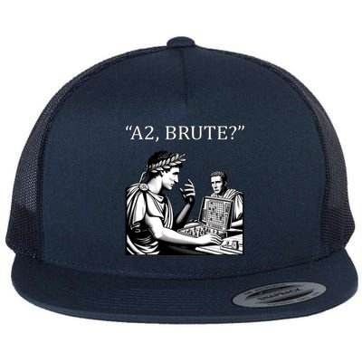 Funny History Caesar And Brutus Board Game Meme Flat Bill Trucker Hat