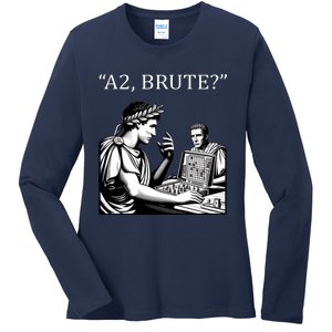 Funny History Caesar And Brutus Board Game Meme Ladies Long Sleeve Shirt