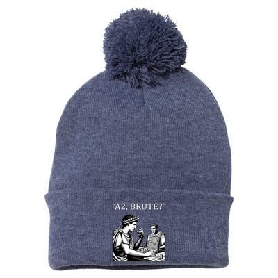 Funny History Caesar And Brutus Board Game Meme Pom Pom 12in Knit Beanie